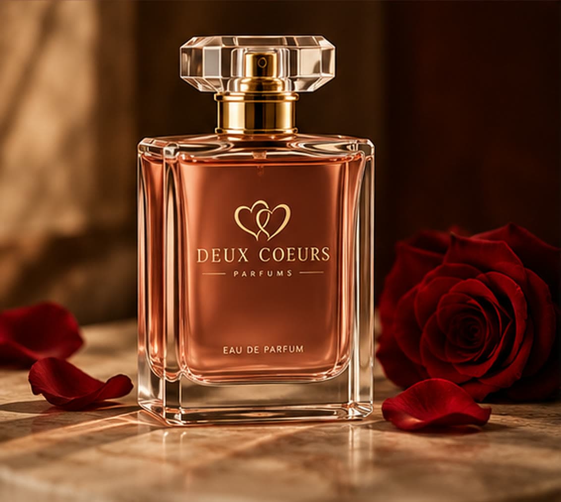 Flacon Deux Coeurs Parfums et roses rouges